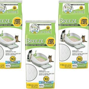 x40 Purina Breeze Tidy Cats Odor Control Cat Pads Refills x4 pkgs x10 pc each